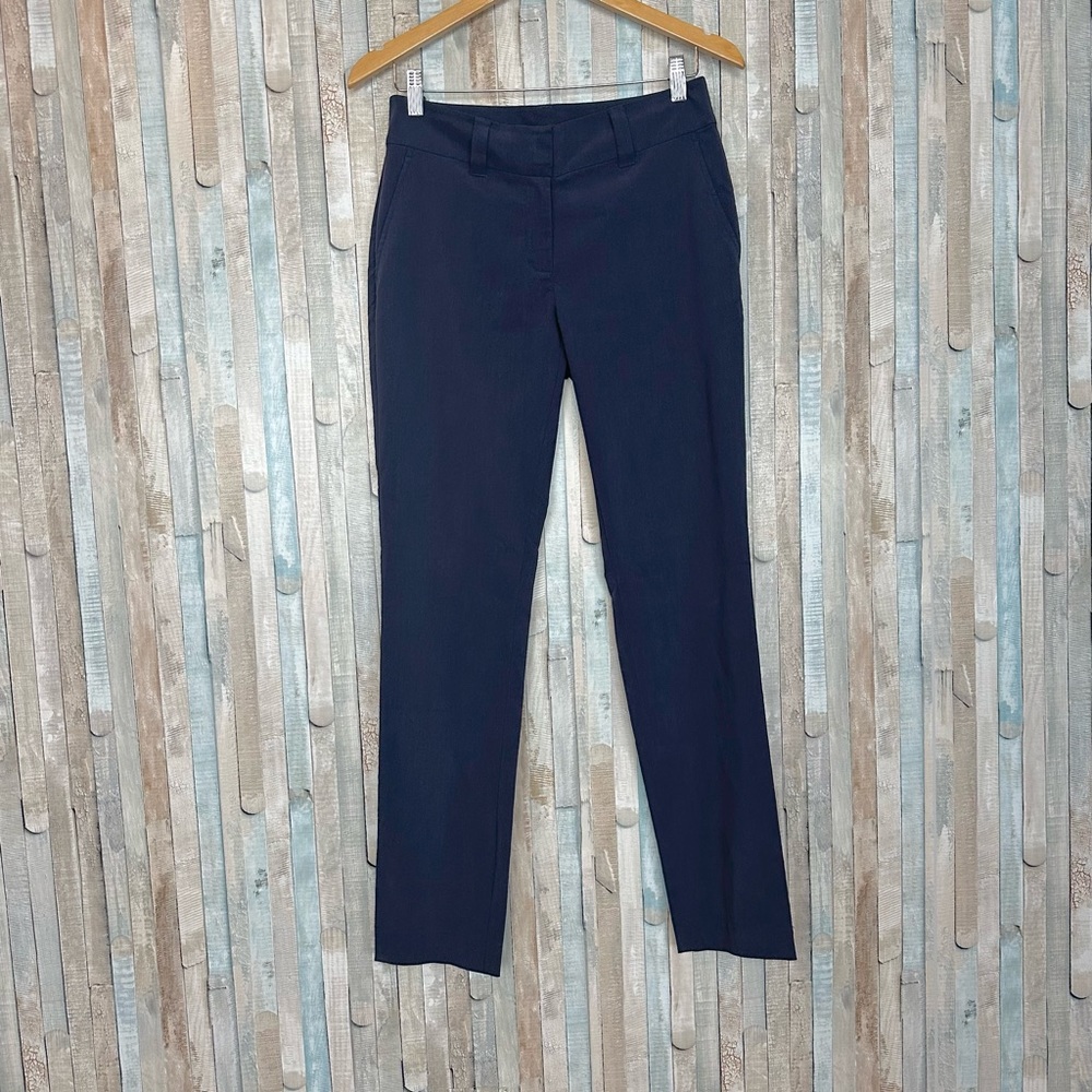 Eileen Fisher‎ XS Navy Refined Tencel Slim Straight Fit Trouser Pant Career $208